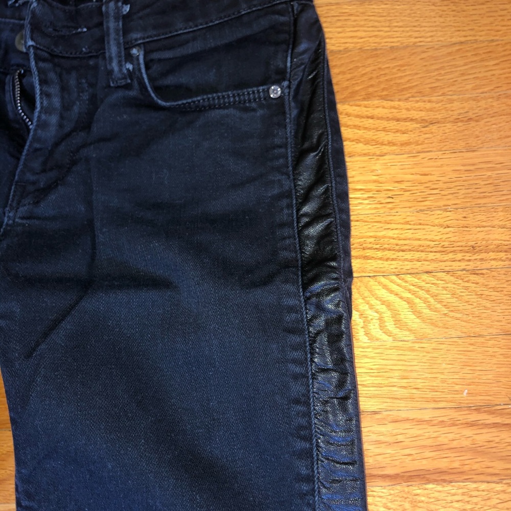 Zara black skinny jeans, leather detail